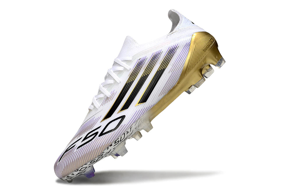 Chuteira Adidas F50 X Campo - Branco/Dourado