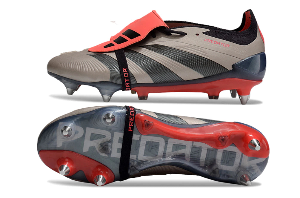 Chuteira Adidas Predator Elite Tongue SG - Marrom/Preto/Vermelho