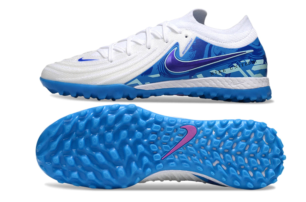 Chuteira Nike Phantom GX 2 Elite Society TF - Branco/Azul