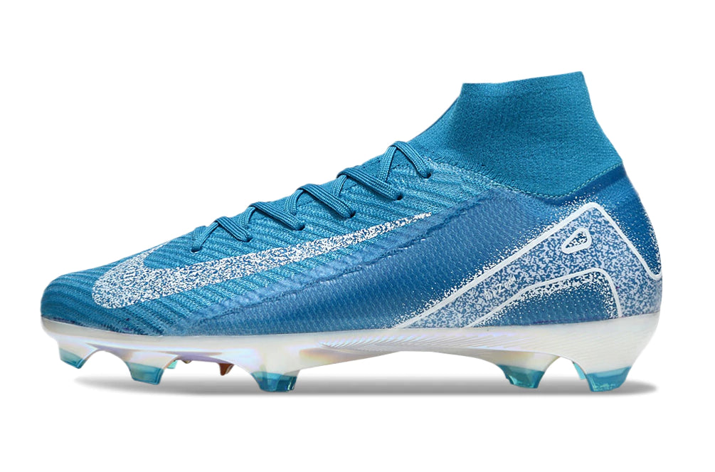 Chuteira Nike Air Zoom Mercurial Superfly 10 Elite Campo - Branco/Azul