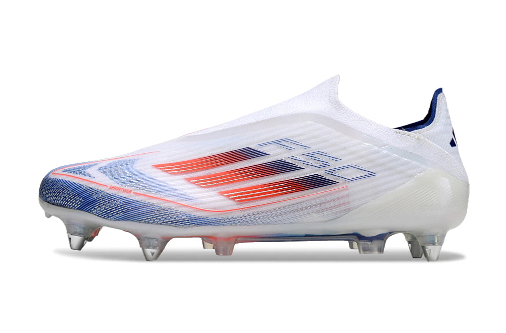 Chuteira Adidas F50 X Laceless Campo SG - Branco/Azul/Laranja