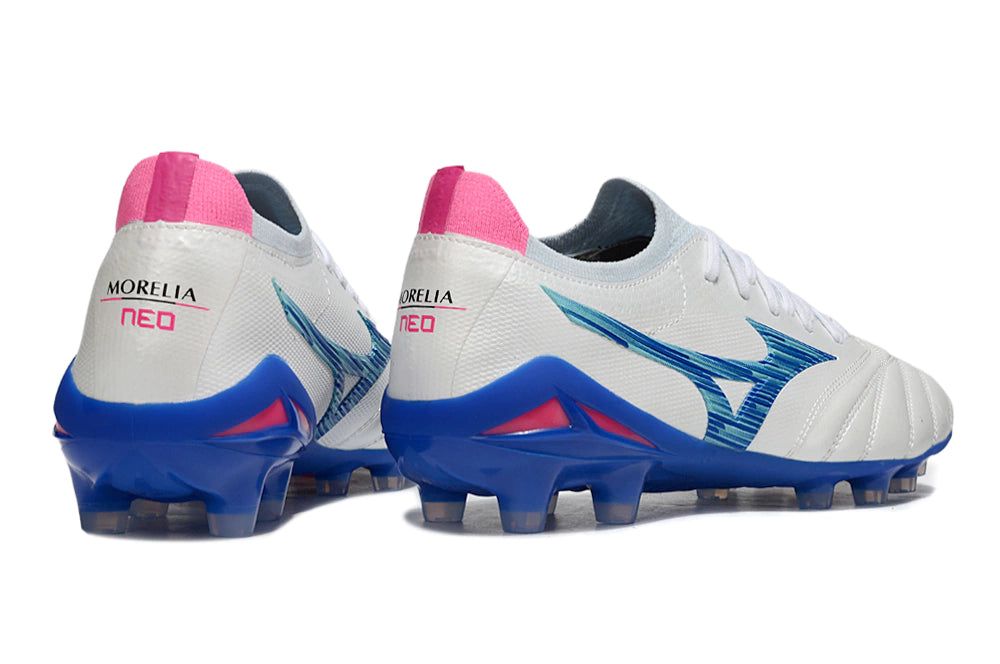 Chuteira Mizuno Morelia Neo 4 Campo - Branco/Azul