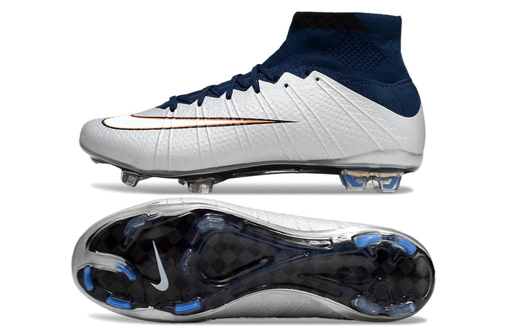 Chuteira Nike Mercurial Superfly 4 Elite Campo - Branco/Azul