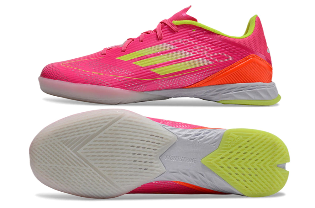 Chuteira Adidas X F50 Futsal - Rosa/Branco/Verde