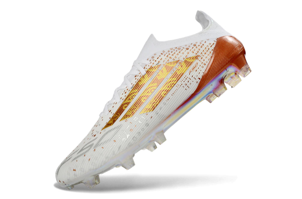 Chuteira Adidas F50 X Campo - Branco/Dourado
