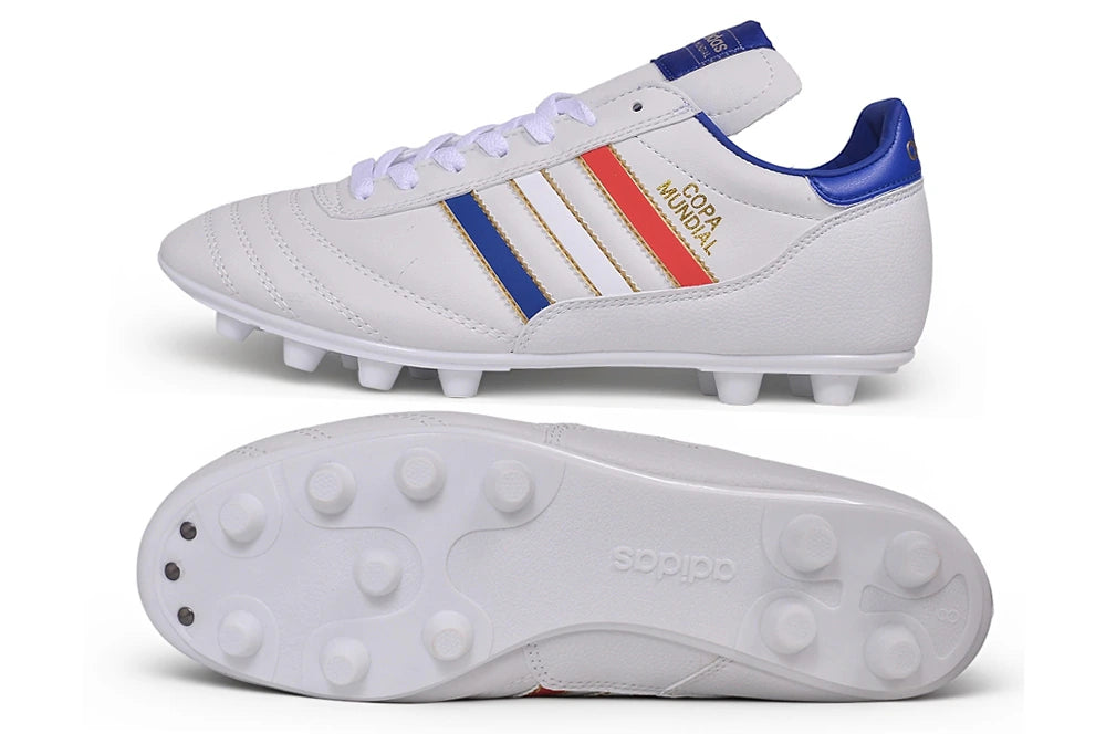 Chuteira Adidas Mundial Campo FG - Branco/Azul
