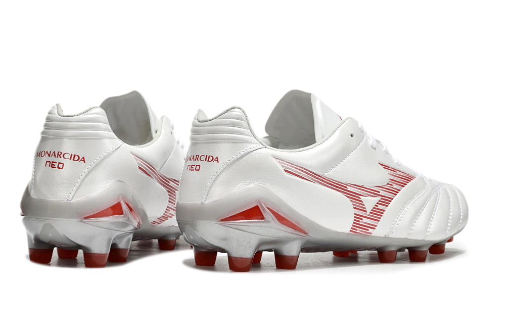 Chuteira Mizuno Morelia Neo 4 Campo - Branco/Vermelho