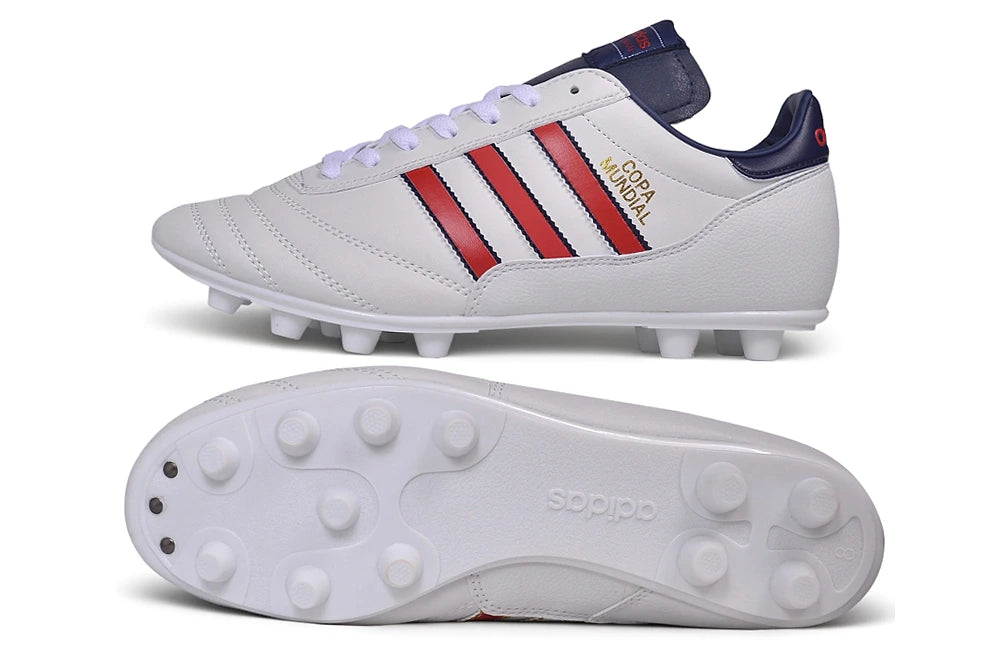 Chuteira Adidas Mundial Campo FG - Branco/Vermelho