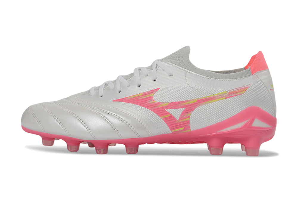 Chuteira Mizuno Morelia Neo 4 Campo - Branco/Rosa