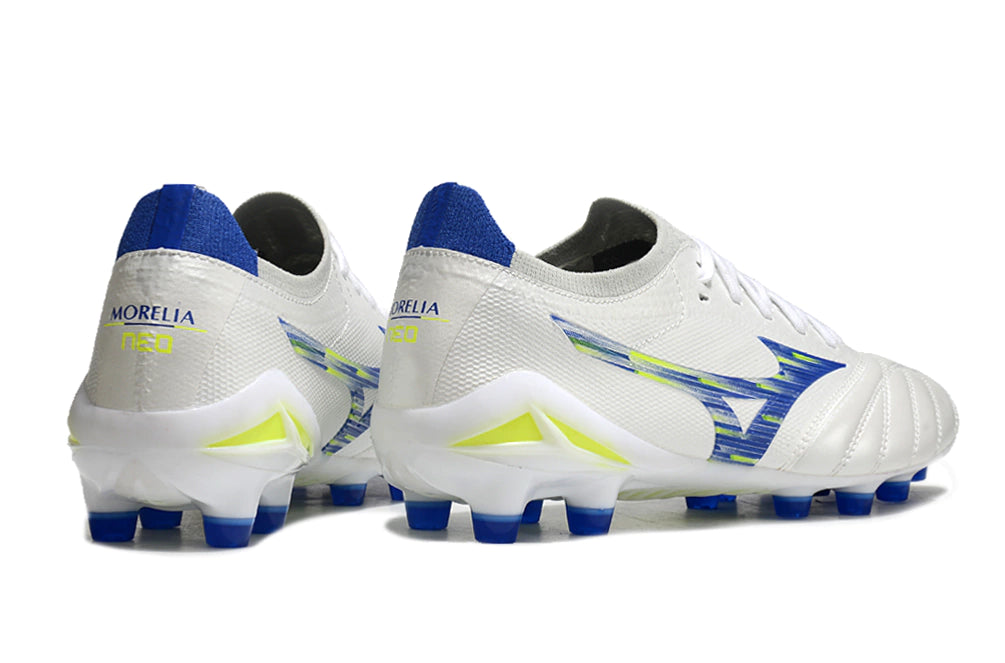 Chuteira Mizuno Morelia Neo 4 Campo - Branco/Azul/Verde