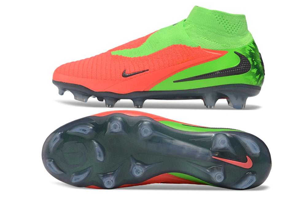 Chuteira Nike Phantom 6 Elite Botinha Campo - Laranja/Verde