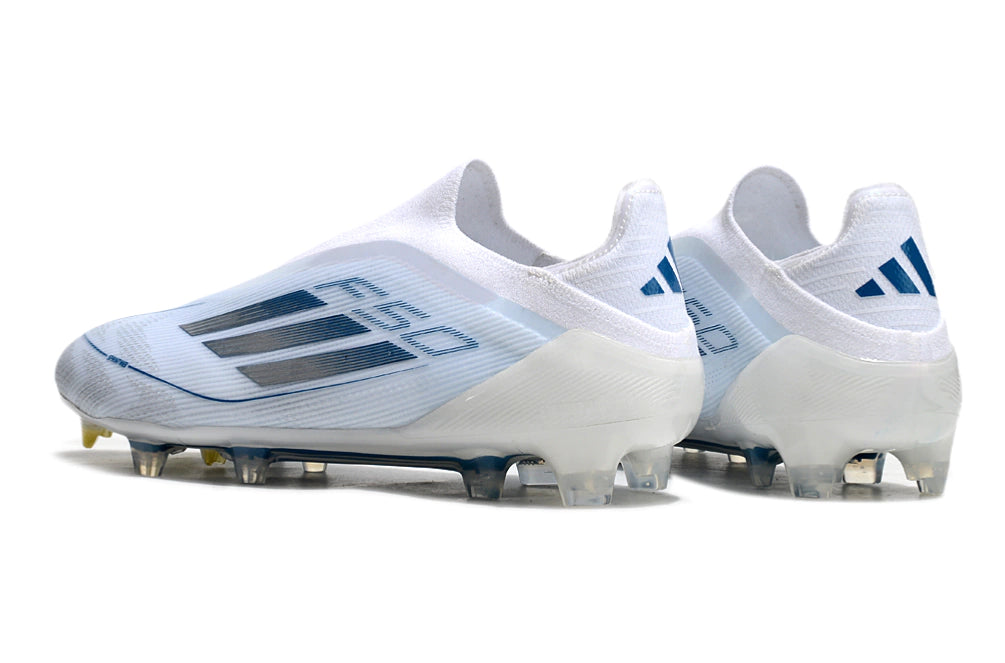 Chuteira Adidas F50 X Laceless Campo - Branco/Prata/Azul