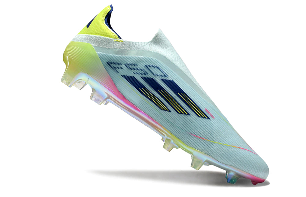 Chuteira Adidas F50 X Laceless Campo - Azul/Verde/Rosa