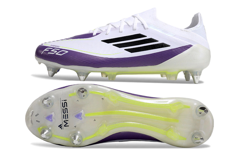 Chuteira Adidas F50 X Campo SG - Branco/Roxo/Preto