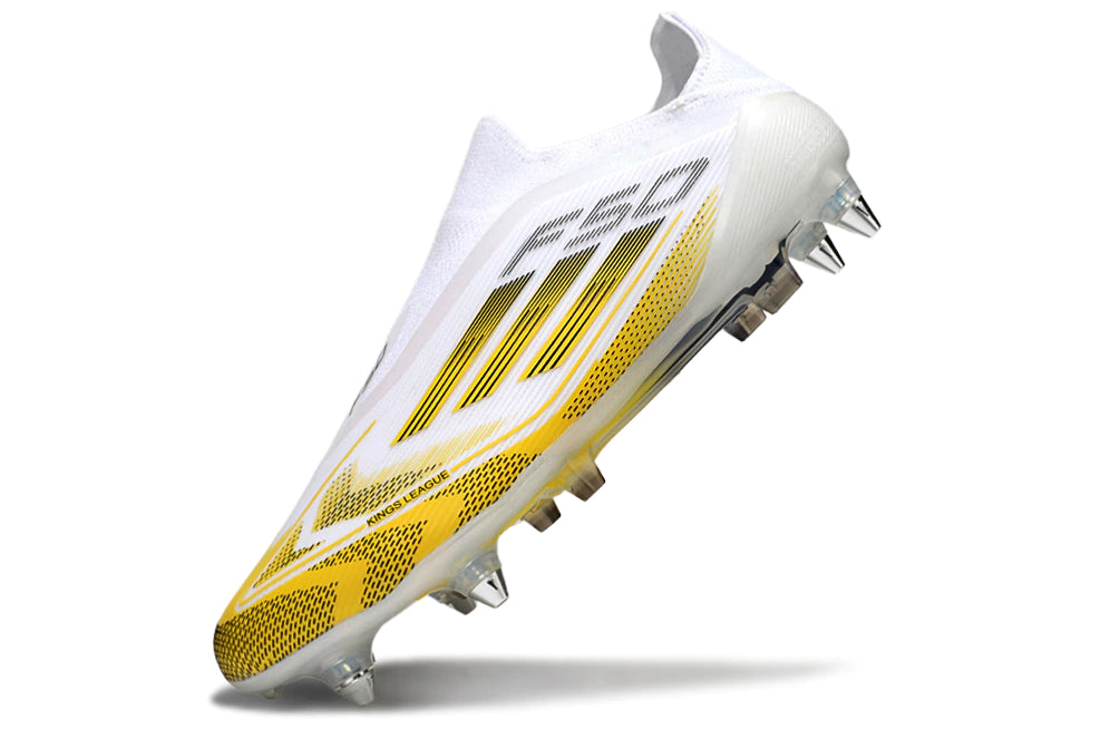 Chuteira Adidas F50 X Laceless Campo SG - Brnaco/Amarelo
