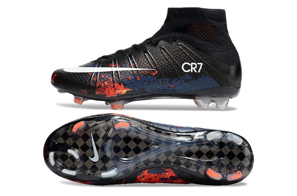 Chuteira Nike Mercurial Superfly 4 Elite Campo - Preto/Azul/Laranja