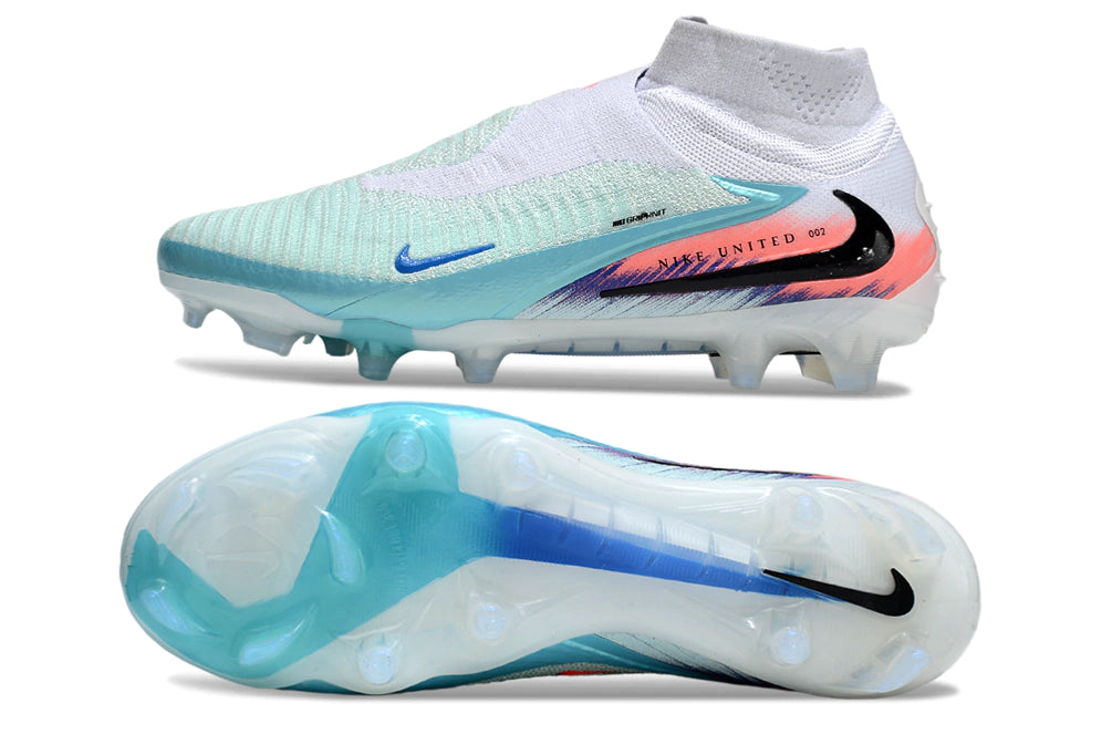 Chuteira Nike Phantom 6 Elite Botinha Campo - Branco/Azul