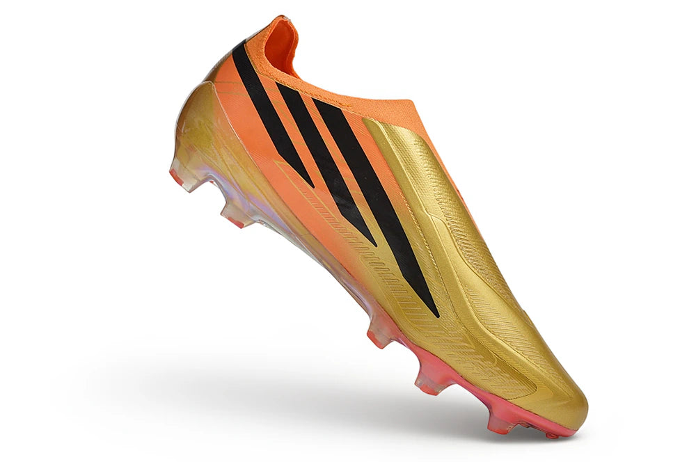 Chuteira Adidas F50 Hyperfast Laceless FG - Laranja/Dourada