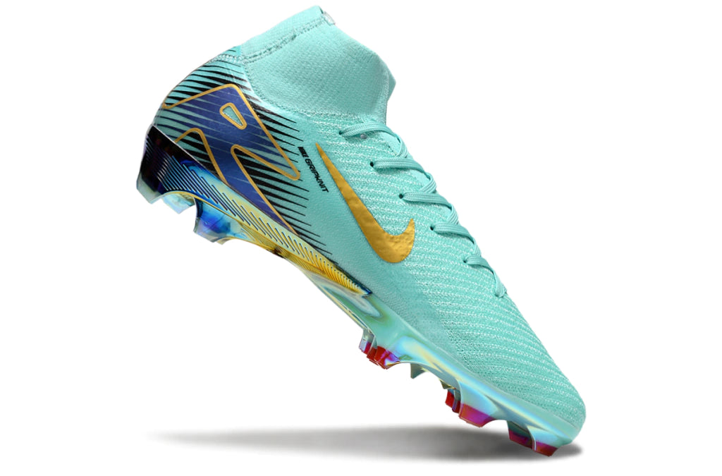 Chuteira Nike Air Zoom Mercurial Superfly 10 Elite Campo - Azul/Dourado