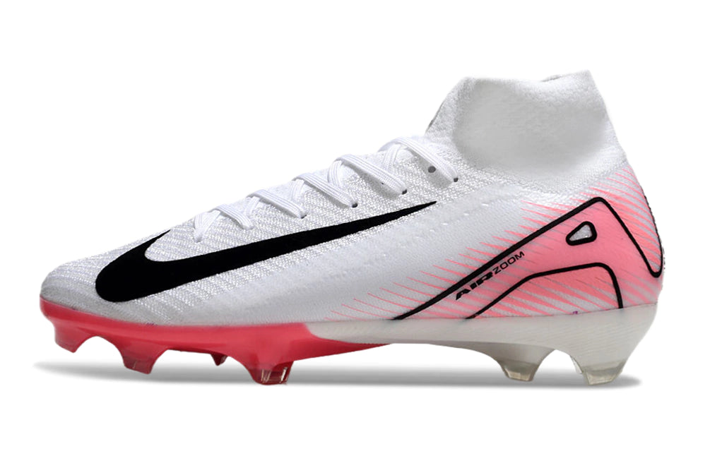 Chuteira Nike Air Zoom Mercurial Superfly 10 Elite Campo - Branco/Rosa