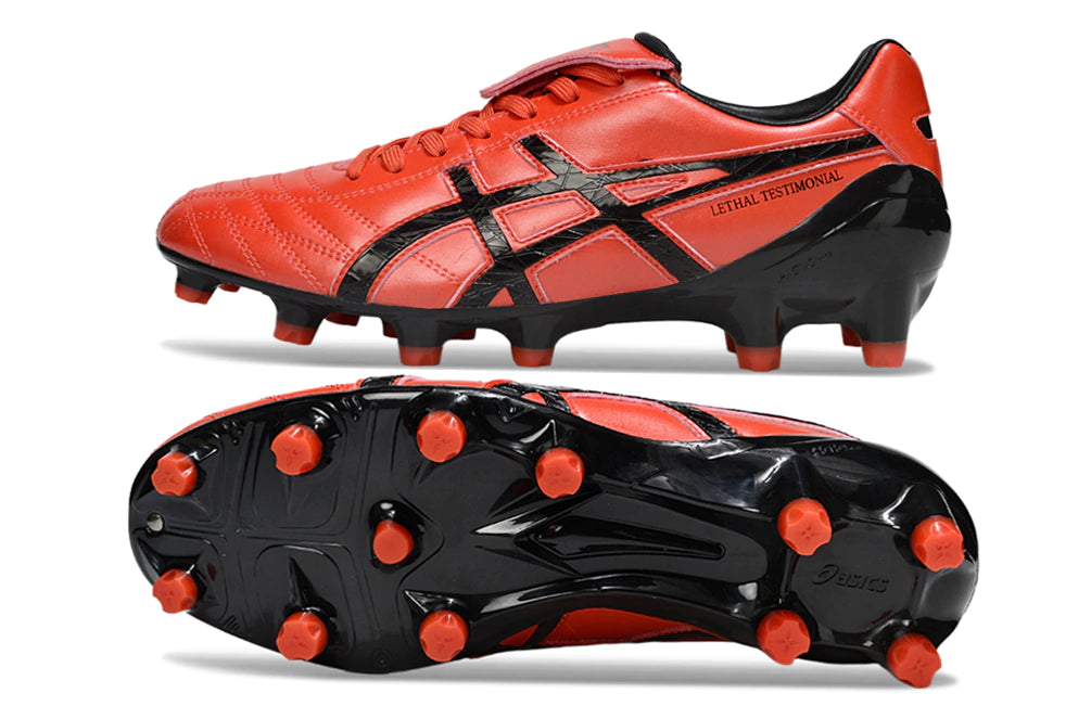 Chuteira Campo Asics Lethal Testimonial 4 IT - Vermelho/Preto