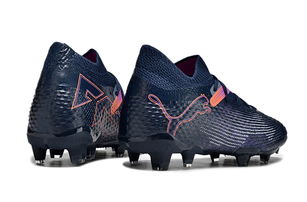 Chuteira Puma Future 7 Ultimate Campo FG - Azul Escuro/Rosa/Branco