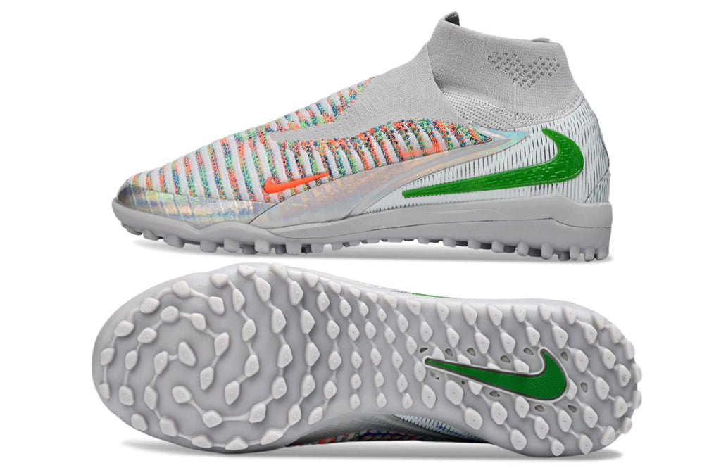 Chuteira Nike Phantom ReactX 6 Pro Botinha Society TF - Prata