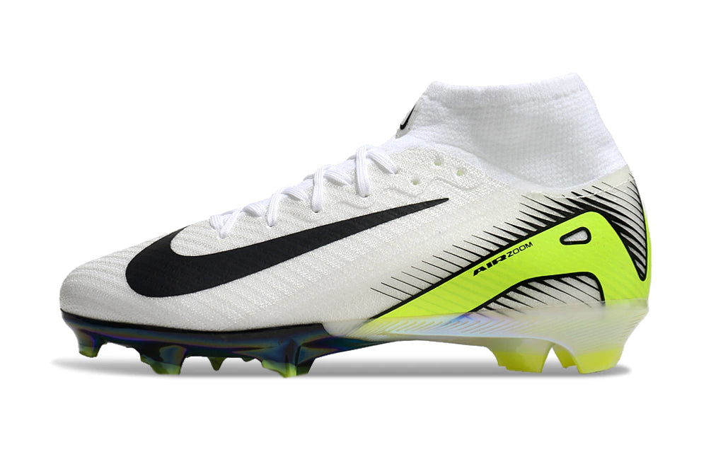 Chuteira Nike Air Zoom Mercurial Superfly 10 Elite Campo - Branco/Verde/Preto