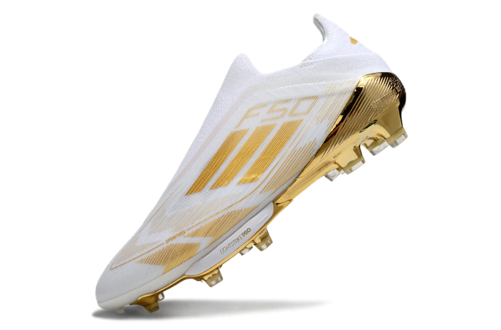 Chuteira Adidas F50+ Elite Campo - Branco/Dourado
