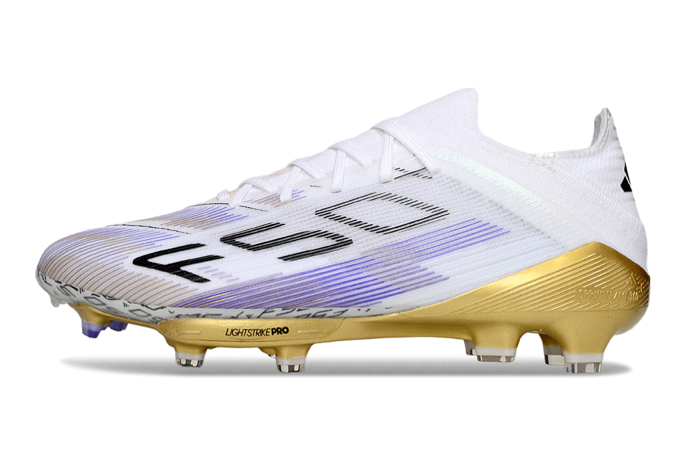 Chuteira Adidas F50.1 Elite Campo - Branco/Dourado