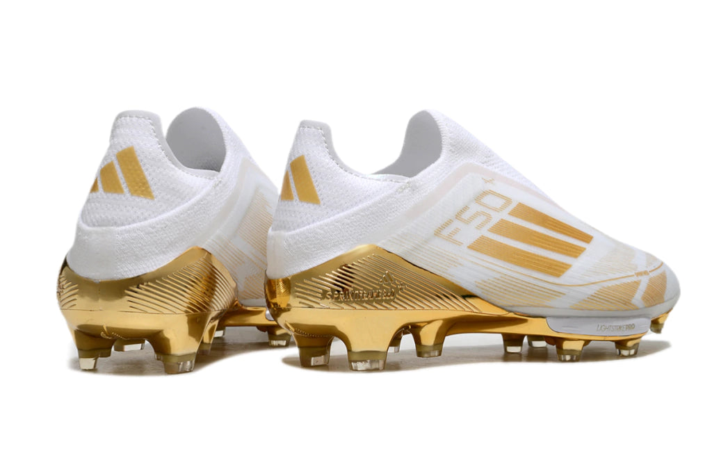 Chuteira Adidas F50+ Elite Campo - Branco/Dourado