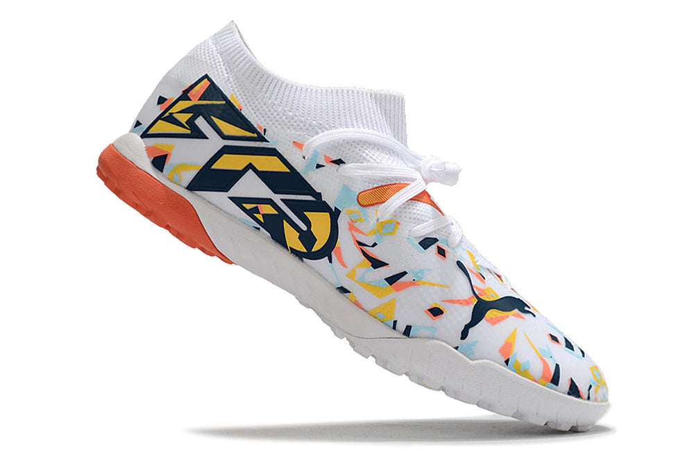 Chuteira Puma Future Match Society TF - Branco/Laranja