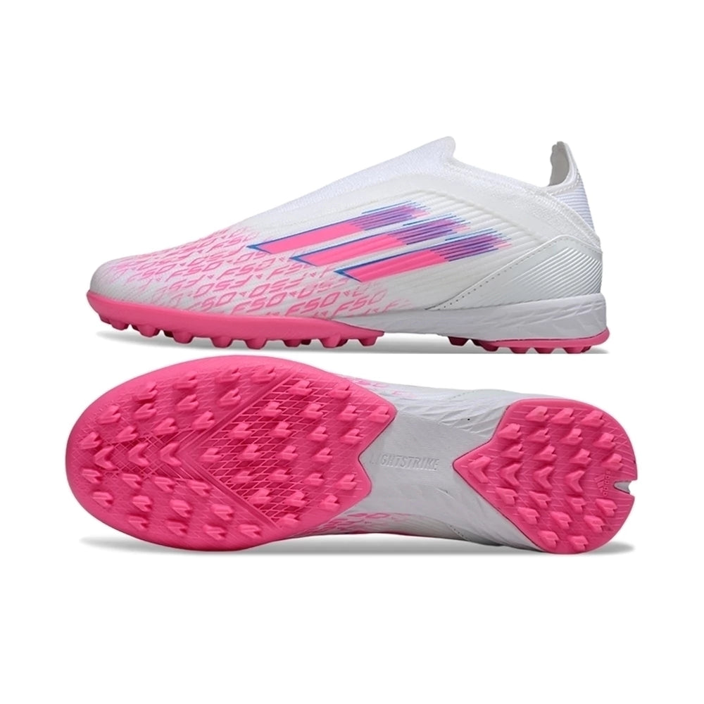Chuteira Adidas F50 League Society - Branco/Rosa