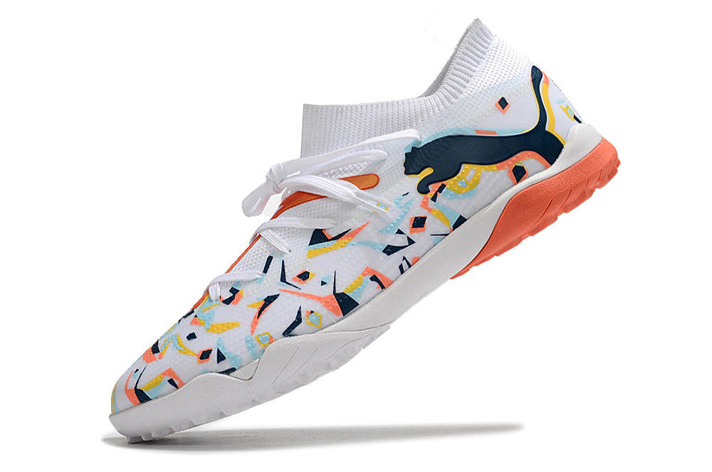 Chuteira Puma Future Match Society TF - Branco/Laranja