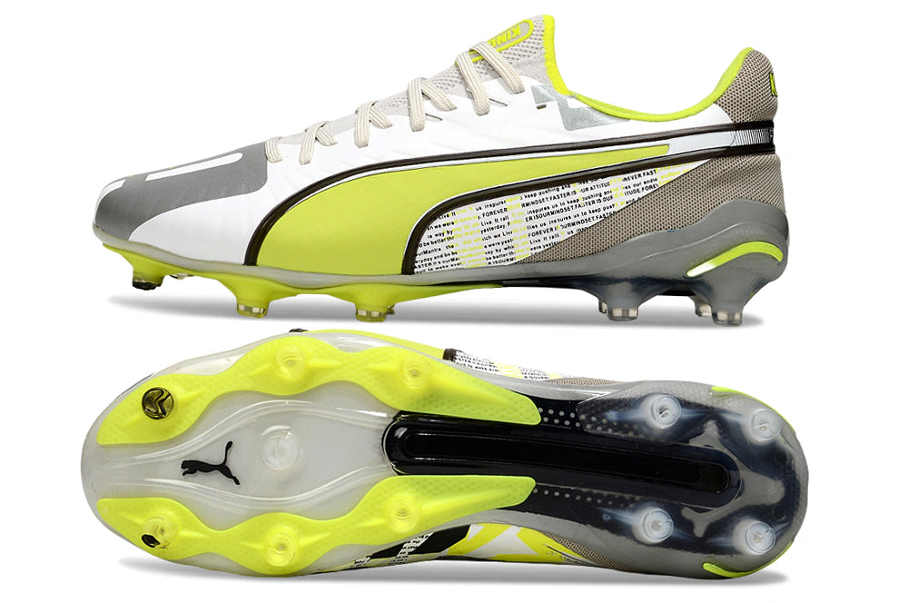 Chuteira Puma King Ultimate X FG - Branco/Verde