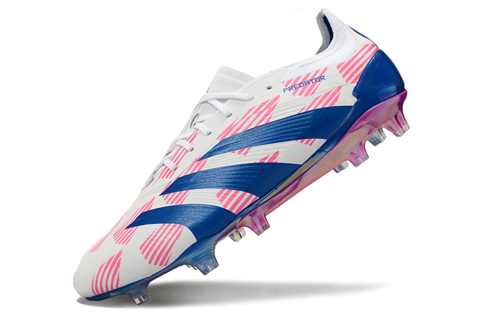 Chuteira Adidas Predator Elite Campo FG - Branco/Azul/Rosa