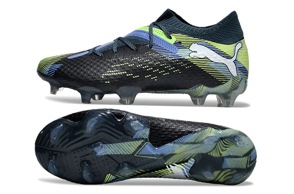 Chuteira Puma Future 7 Ultimate Campo FG - Preto/Azul/Verde