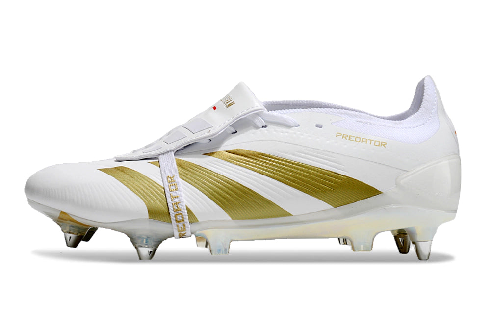 Chuteira Adidas Predator Elite Campo SG FG - Branco/Dourado