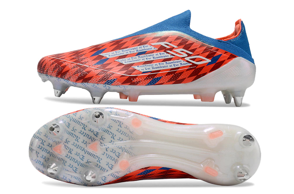 Chuteira Adidas F50 X Laceless Campo SG - Vermelho/Azul/Branco