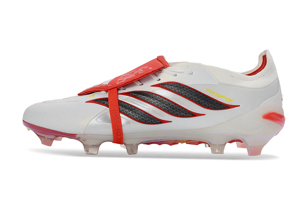 Chuteira Adidas Predator Tongue 26 Elite FG - Branco/Vermelho