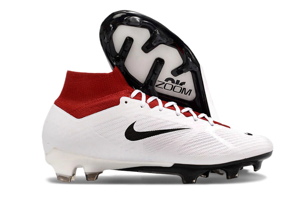 Chuteira Nike Air Zoom Mercurial Superfly 9 Elite FG - Branco/Preto/Vermelho
