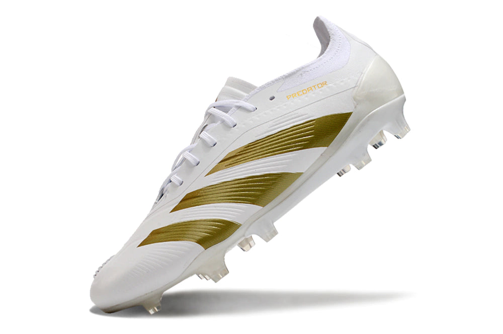 Chuteira Adidas Predator Elite Campo FG - Branco/Dourado