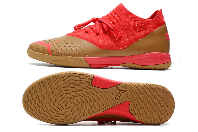 Chuteira Puma Future Z 1.4 Pro Cage Futsal - Vermelho/Dourado