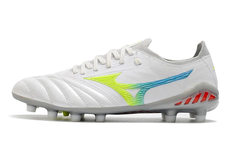 Chuteira Mizuno Morelia Neo 3 Campo FG - Branco/Verde/Azul