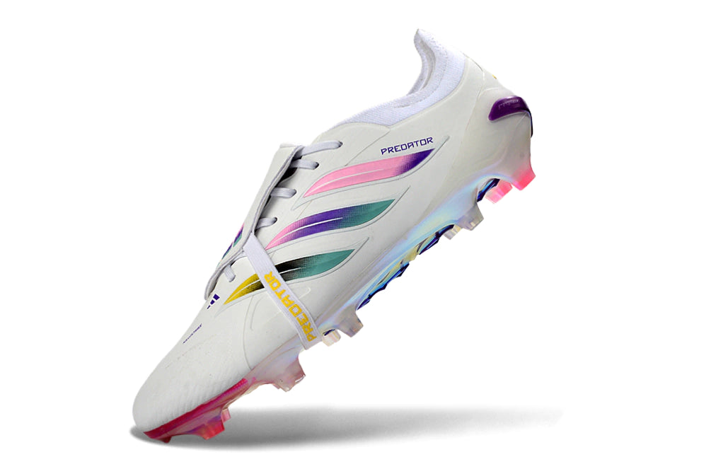 Chuteira Adidas Predator Tongue 26 Elite FG - Branco/Rosa