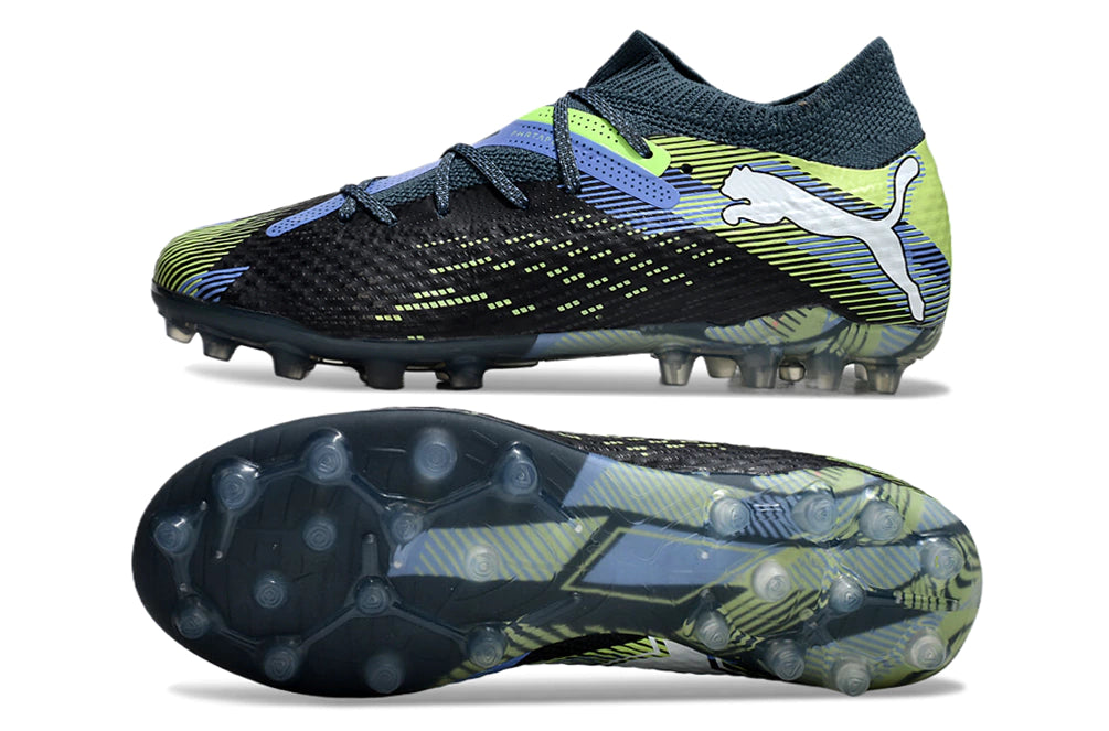 Chuteira Puma Future 7 Match MG - Azul/Verde/Preto