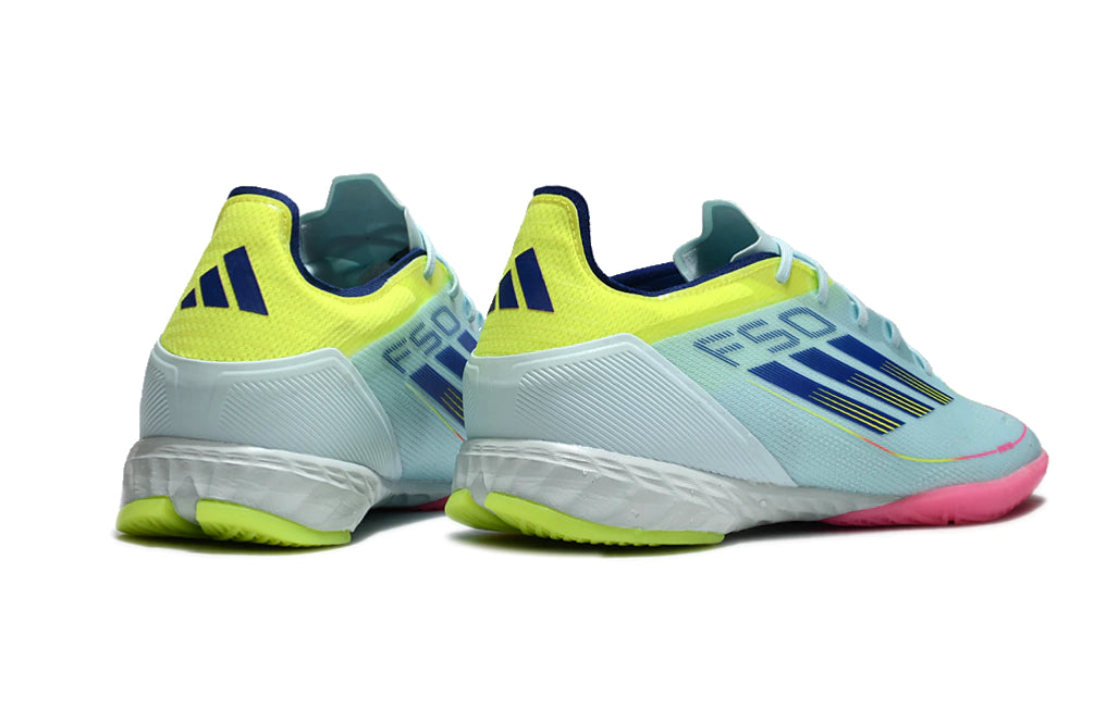 Chuteira Adidas X F50 Futsal - Azul claro/Rosa/Rosa