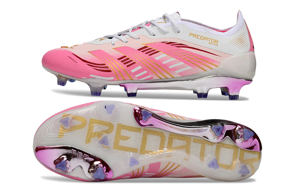 Chuteira Adidas Predator Elite 25 Campo FG - Branco/Rosa