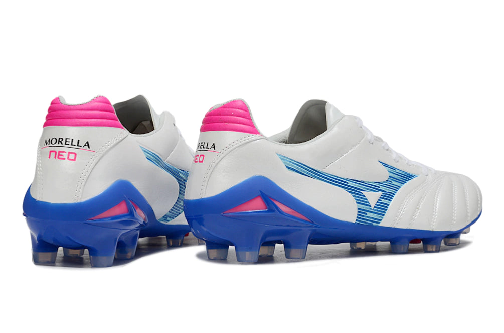 Chuteira Mizuno Morelia Neo 4 Campo - Branco/Azul