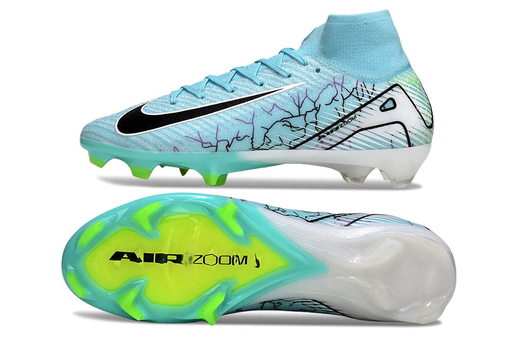 Chuteira Nike Air Zoom Mercurial Superfly 10 Elite Campo - Azul/Branco